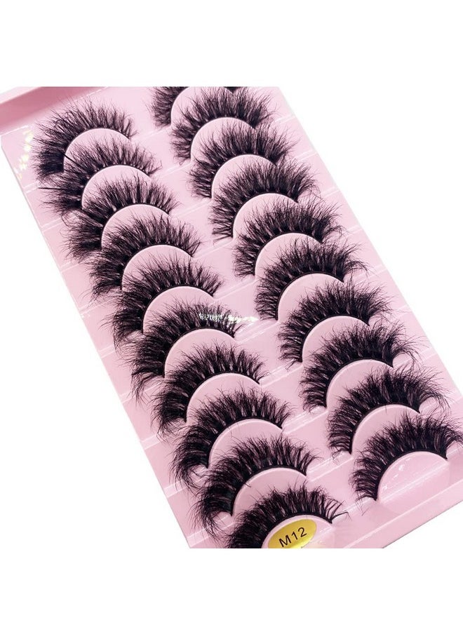 HBZGTLAD New 10 Pairs 3D Mink Lashes False Eyelashes Handmade Wispy Fluffy Long Lashes Natural Eye Makeup Tools Eye Lashes(M12)
