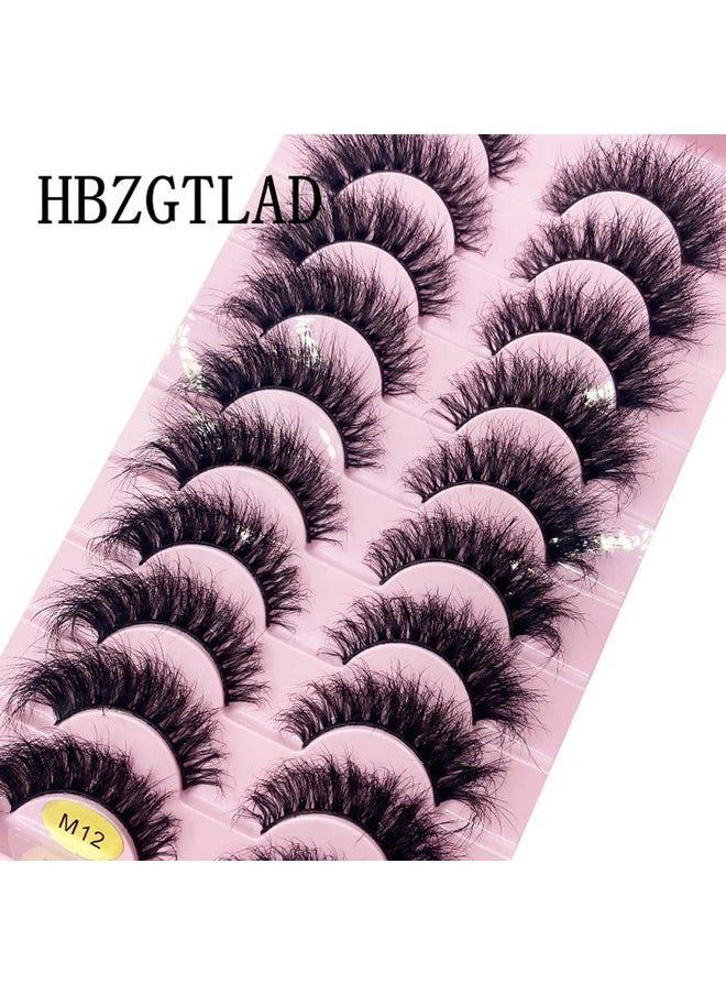 HBZGTLAD New 10 Pairs 3D Mink Lashes False Eyelashes Handmade Wispy Fluffy Long Lashes Natural Eye Makeup Tools Eye Lashes(M12)