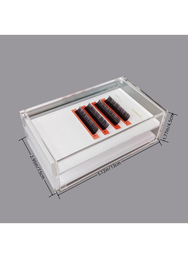 Two Layers Eyelash Grafting Pallet with Cover, Dust-proof Acrylic Lash Tile holder, Eyelash Extensions Storage Gasket Pads 2 Tiers for Beginners Beauty Artist Salon (White)