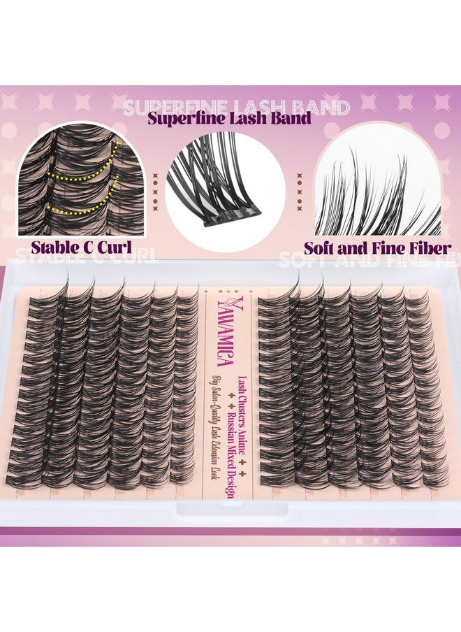 Yawamica Natural Lash Clusters Kit Wispy Eyelash Clusters DIY Lash Extension Kit Fairy Cluster Lashes 10-18m Individual Lashes C Curl Eye Lashes Clusters with Strong Hold Lash Glue and Lash Tweezers