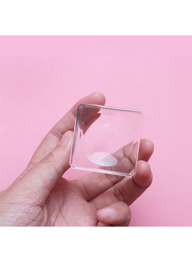 3 Pieces Premium Eyelash Glue Pallet Crystal Glass Eyelash Glue Stone For Fake Eyelash Extension Eyelash Glue Holder Pad Fake Eye Lash Base Eyelash Extension, 25 x 25 x 15mm, Clear