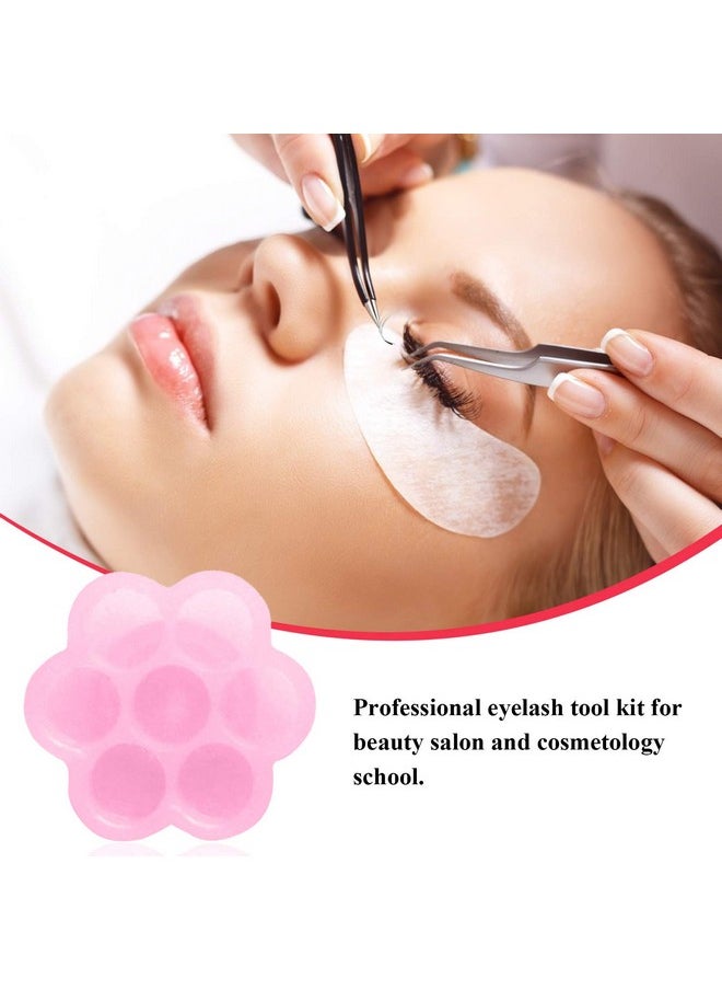 Fenshine 100 PCS Eyelash Extension Glue Holder Flower Shape Glue Cup Plastic Glue Pallet Pad with a Roll of Glue Point for Eyelash Extension Supply