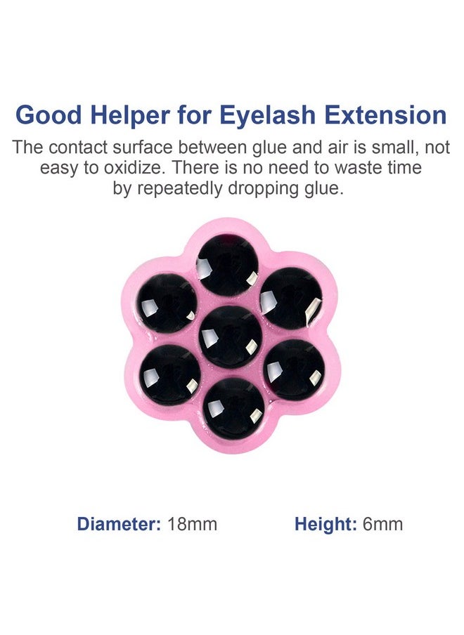 Fenshine 100 PCS Eyelash Extension Glue Holder Flower Shape Glue Cup Plastic Glue Pallet Pad with a Roll of Glue Point for Eyelash Extension Supply