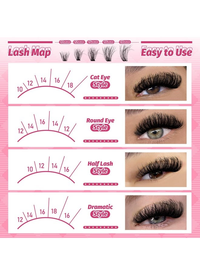 Eefofnn DIY Lash Extension Kit Fluffy Mink Cluster Lashes Kit Natural Volume Eyelashes Extensions with Lash Bond and Seal Tweezers 50D Eyelash Clusters 10-18MM Fluffy Individual Lashes Extension Kit