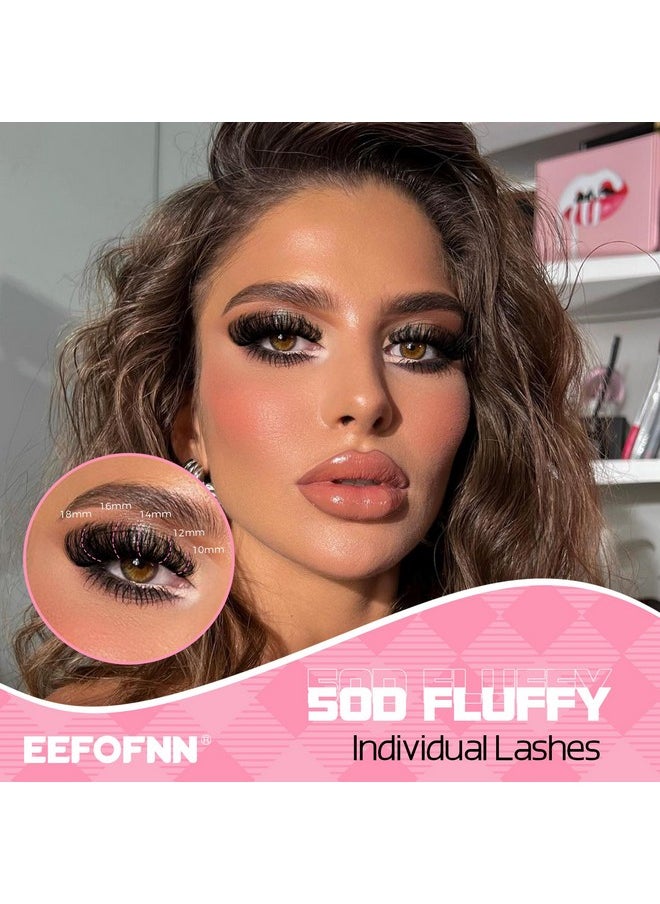 Eefofnn DIY Lash Extension Kit Fluffy Mink Cluster Lashes Kit Natural Volume Eyelashes Extensions with Lash Bond and Seal Tweezers 50D Eyelash Clusters 10-18MM Fluffy Individual Lashes Extension Kit