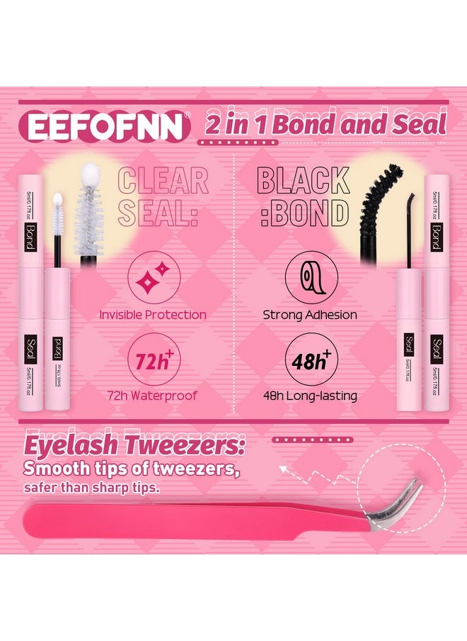 Eefofnn DIY Lash Extension Kit Fluffy Mink Cluster Lashes Kit Natural Volume Eyelashes Extensions with Lash Bond and Seal Tweezers 50D Eyelash Clusters 10-18MM Fluffy Individual Lashes Extension Kit