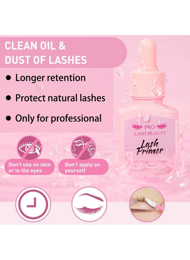 Lash Primer for Eyelash Extensions, 15ML Eyelash Primer, Lash Extension Primer Pre-Treatment Protein Clean Natural Lashes Increase Glue Bonding Retention Special Dropper (Clear, 15ml)