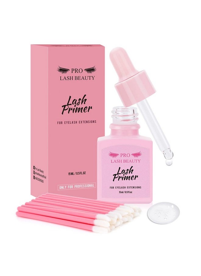 Lash Primer for Eyelash Extensions, 15ML Eyelash Primer, Lash Extension Primer Pre-Treatment Protein Clean Natural Lashes Increase Glue Bonding Retention Special Dropper (Clear, 15ml)