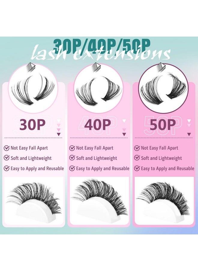 Geeneiya Natural Lash Clusters 8-16MM Wispy Lash Extension D Curl Individual Eyelashes 30D+40D+50D Cluster Eyelash Extensions 360Pcs Individual Eyelashes (0.05D, 8-16MM)