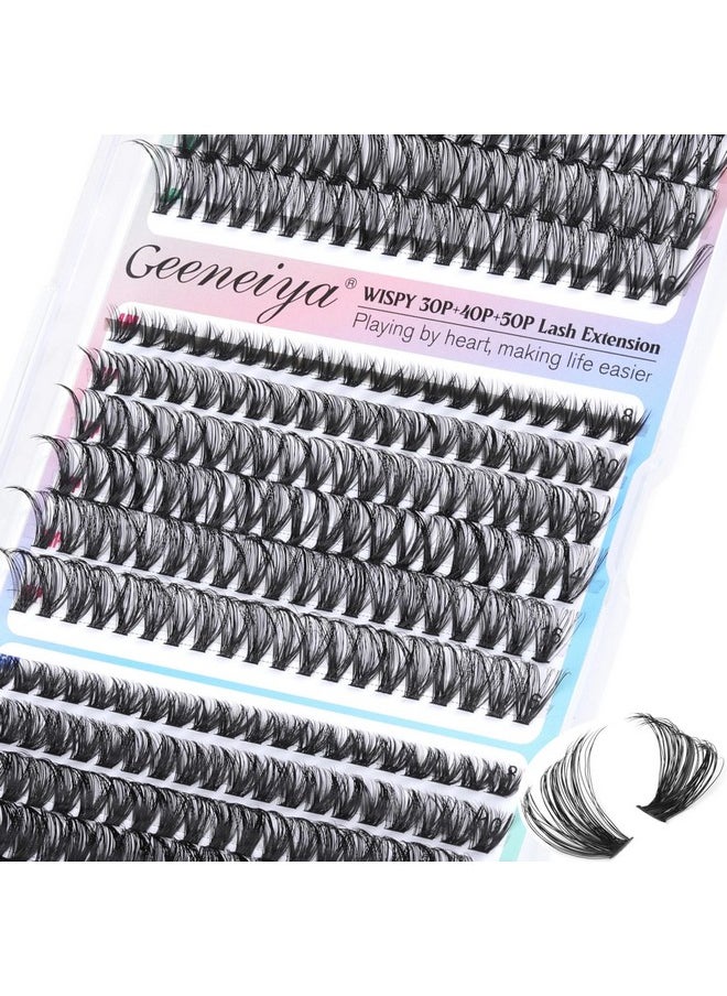 Geeneiya Natural Lash Clusters 8-16MM Wispy Lash Extension D Curl Individual Eyelashes 30D+40D+50D Cluster Eyelash Extensions 360Pcs Individual Eyelashes (0.05D, 8-16MM)