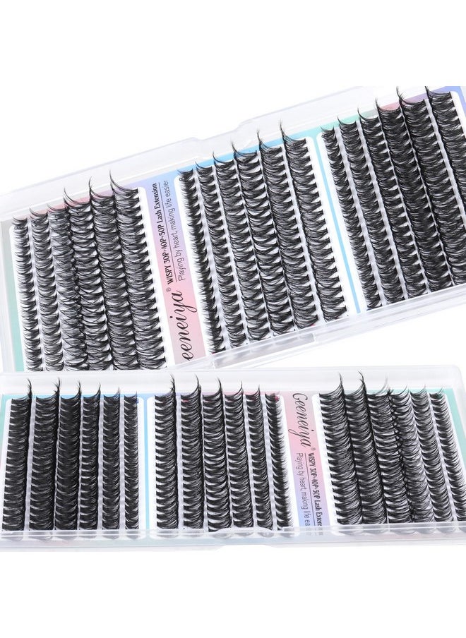 Geeneiya Natural Lash Clusters 8-16MM Wispy Lash Extension D Curl Individual Eyelashes 30D+40D+50D Cluster Eyelash Extensions 360Pcs Individual Eyelashes (0.05D, 8-16MM)