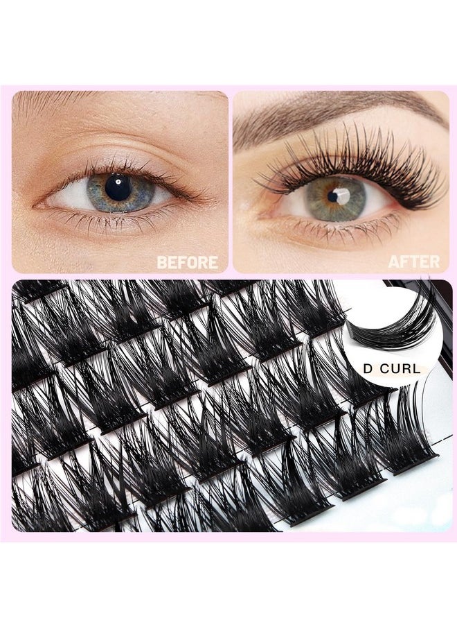 Dedila 96pcs Wide Stem Dramatic Volume Eye Lashes Extensions D Curl Black Soft Individual False Eyelashes Cluster Makeup Toos (14mm)
