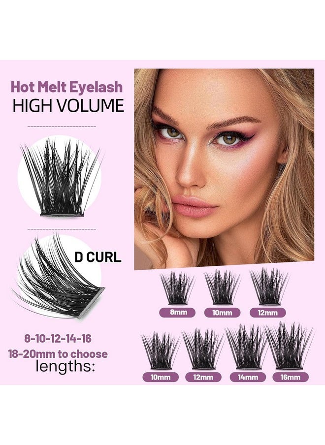 Dedila 96pcs Wide Stem Dramatic Volume Eye Lashes Extensions D Curl Black Soft Individual False Eyelashes Cluster Makeup Toos (14mm)