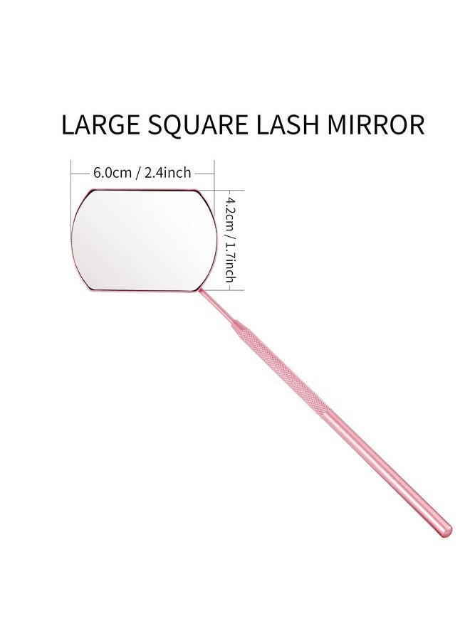 Miuffue Lash Mirror for Eyelash Extensions, 60mm Extra Large Eyelash Mirror, Detachable Stainless Steel Makeup Mirror, Pink