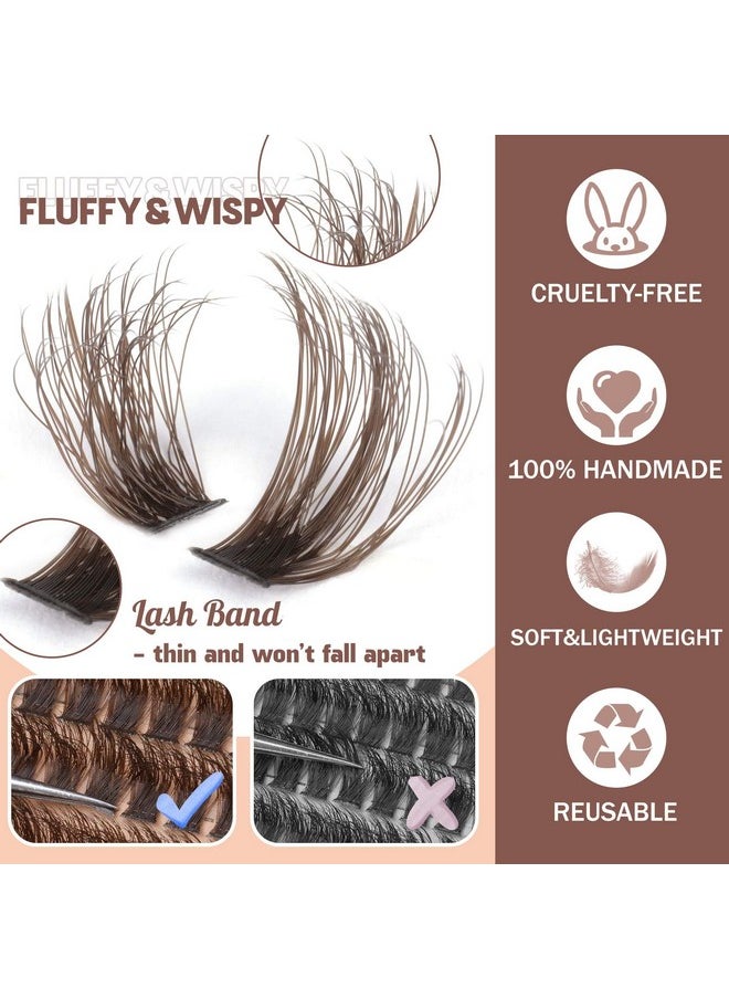 Brown Lash Clusters 320 Pcs Lash Extension Kit Fluffy DIY Eyelash Extensions Kit Natural Look Cluster Lashes D Curl 8-16 MM Mixed Lash Bond and Seal Lash Tweezers for Lash Clusters Kit DIY at Home