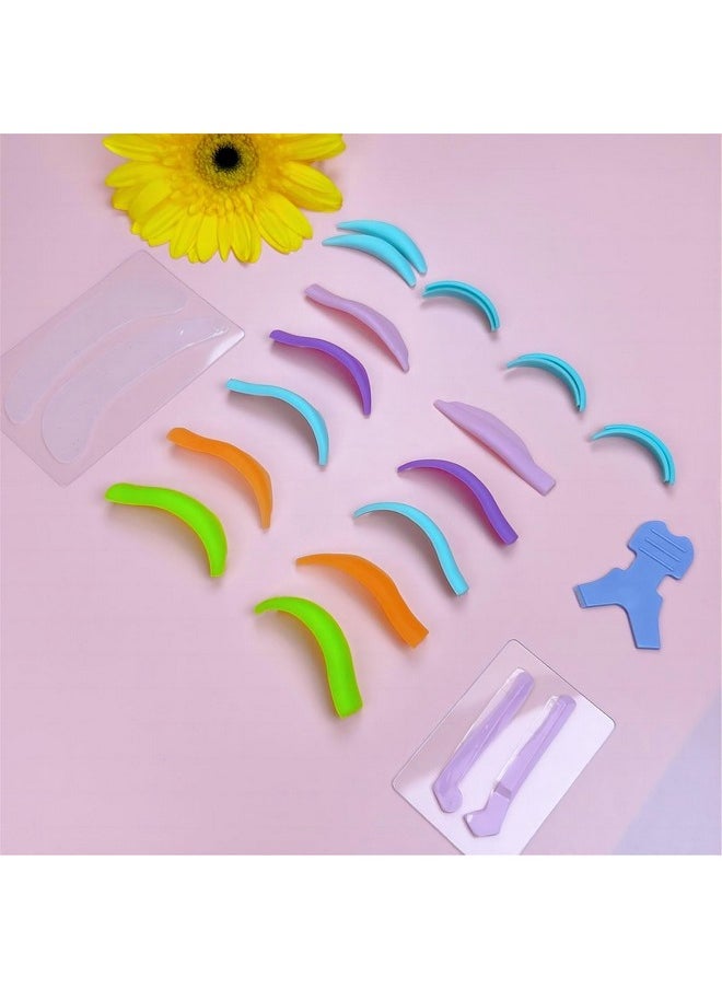 Eyelash Lift Shields Lash Lifting Pad No Glue Mix Glueless Lami Lamination Roller Upper & Lower Perm Pads for All Eyes Curling Like L Curl Extensions with Y Brush Ribbon Cover Silicone Eye Patch Tool