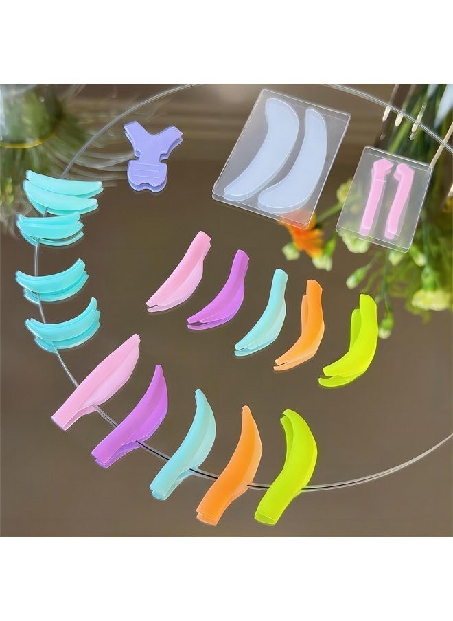 Eyelash Lift Shields Lash Lifting Pad No Glue Mix Glueless Lami Lamination Roller Upper & Lower Perm Pads for All Eyes Curling Like L Curl Extensions with Y Brush Ribbon Cover Silicone Eye Patch Tool
