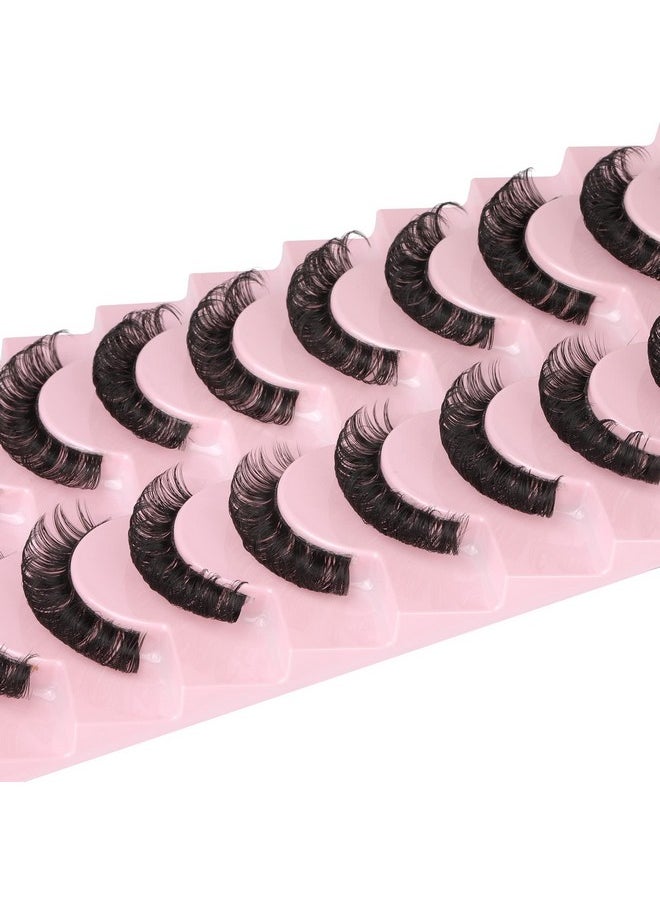 Newcally Lashes Nautral Look False Eyelashes Russian Strip Lashes Mink Wispy Fluffy Lashes Pack D Curl Thick Full Volume Cat Eye Lashes Look Like Extensions 10 Pairs