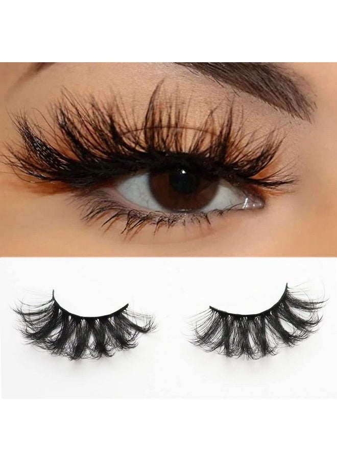 DAODER False Eyelashes 25mm Lashes Wispy Long 8D Mink Lashes Dramatic Volume Fluffy Eye Lashes Pack for Women 7Pairs Soft Reusable Fake Eyelashes