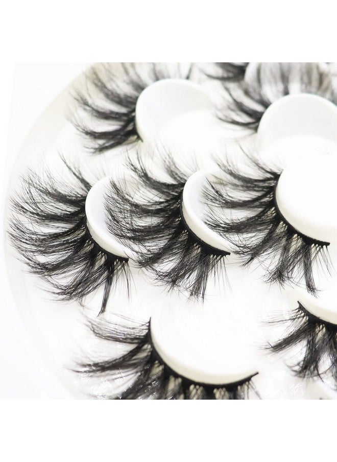 DAODER False Eyelashes 25mm Lashes Wispy Long 8D Mink Lashes Dramatic Volume Fluffy Eye Lashes Pack for Women 7Pairs Soft Reusable Fake Eyelashes