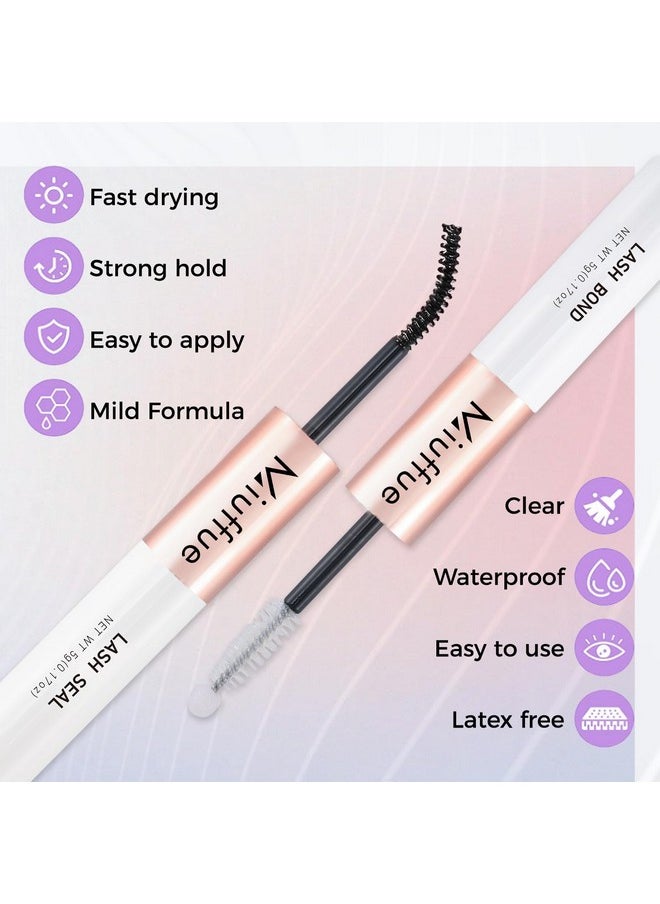 Miuffue 3 PCS Lash Kit Lash Bond and Seal with Lash Tweezers Cluster Remover Kit, DIY Eyelash Glue and Lash Applicator Tool Cluster Eyelash Glue Remover Fast Removal with No Residue