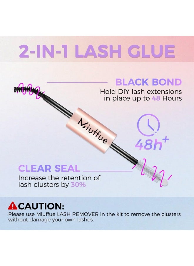Miuffue 3 PCS Lash Kit Lash Bond and Seal with Lash Tweezers Cluster Remover Kit, DIY Eyelash Glue and Lash Applicator Tool Cluster Eyelash Glue Remover Fast Removal with No Residue
