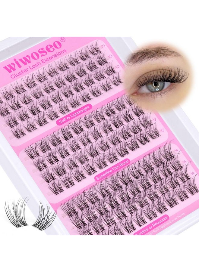 wiwoseo Invisible Band Lash Clusters Natural Eyelash Clusters Wispy Cluster Eyelash Extensions Clusters Lashes Natural Look Eyelashes Natural Lash Clusters Clear Band Lashes for Beginners (10-14MM)