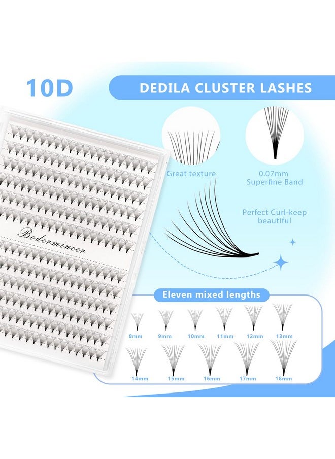 Dedila Short Stem Nature Long 10D Premade Fans Dramatic Volume Eye Lashes Extensions Thickness 0.07mm D Curl Soft and Light Weight Individual False Eyelashes Cluster (13MM)