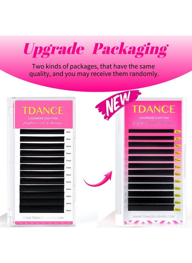 TDANCE Cashmere Easy Fan Lash Extensions Self Fanning Volume Lash Extensions D Curl 0.07mm 14-19mm Matte Black Mega Volume Eyelash Extensions(0.07-D,14-19mm)