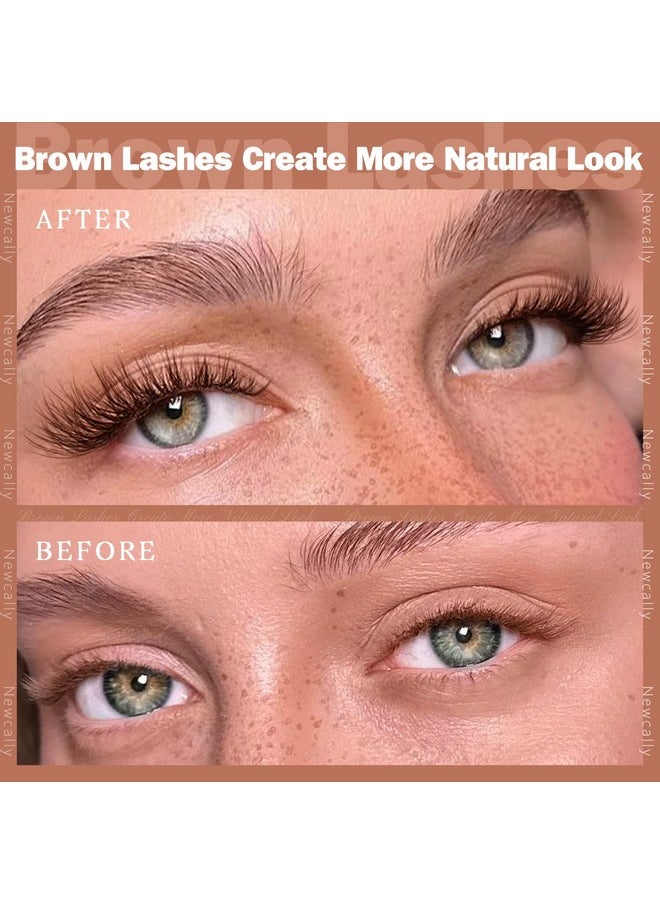 Brown Lash Clusters Natural Wispy Eyelash Clusters DIY Lash Extension C Curl Brown Eyelash Cluster Individuals Faux Mink Lashes Eyelash Extension by Newcally