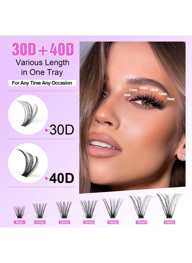 Generic Eyelash Extension Kit 280pcs Individual Eyelashes Kit Cluster Lashes Individual Cluster 9-16mm Lash Extension Kit with Lash Bond and Seal (30D&40D-9-16MIX KIT) (30D&40D KIT), Black