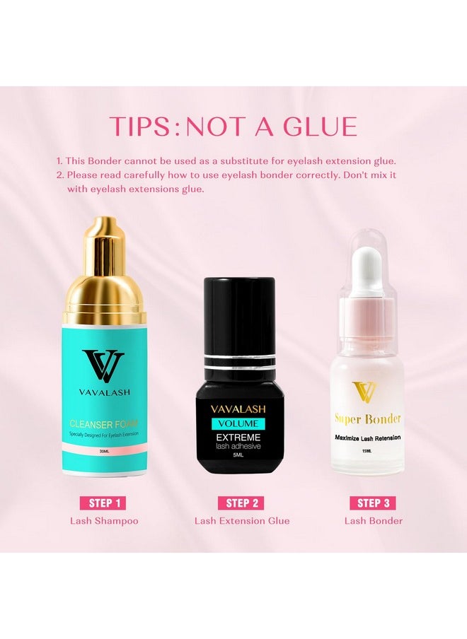 VAVALASH Lash Bonder for Eyelash Extensions Super Lash Bonder for Lash Extensions Glue Accelerator Increase Lash Retention Accelerate Drying Time Water Oil Proof Professional Eyelash Supplies(15ml)