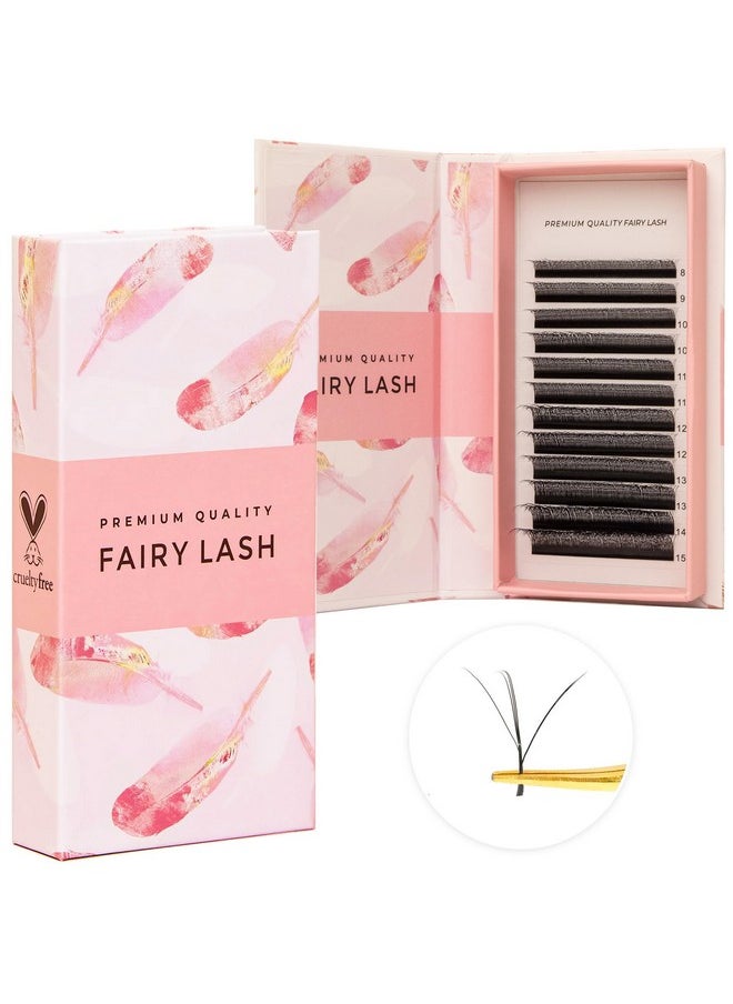 LLBA Fairy Volume Lash Extensions 3D - 0.07mm Thickness | C CC D Curl | 8-15mm Length Mixed Tray | Premium Matte Black Individual Eyelashes Tray, Professional Supplies Use (CC, 8mm-15mm)