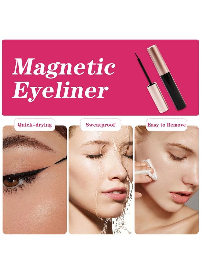 Magnetic Lashes with Applicator & Magnetic Eyeliner Kit - FEITA Reusable 3D 5D Magnetic Eyelashes Pack with 1 Tweezers & Upgraded 4 Tubes Magnetic Eyeliner, No Glue (15 Packs)