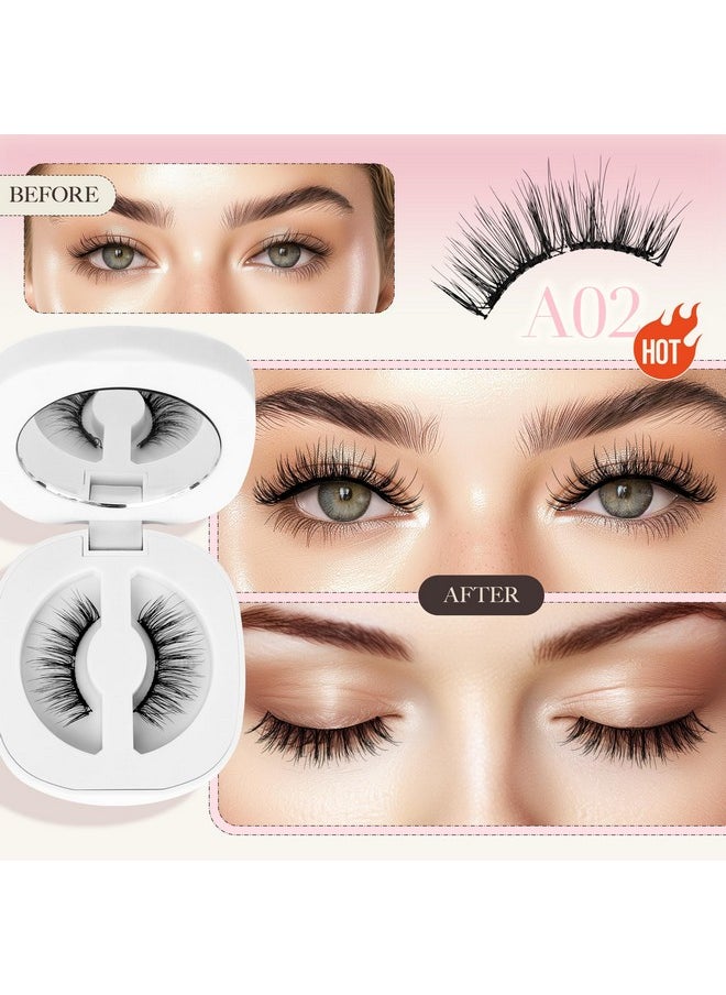 LASHVIEW Upgrade Magnetic Eyelashes with Applicator,Reusable Soft Magnetic Eyelashes Natural Look, No Glue Needed Magnetic Eyelashes Magnetic Lashes Kit,Easy to Wear and Remove(A02)