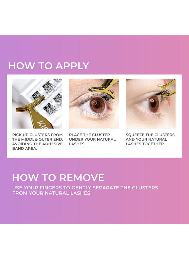 KISS imPRESS Falsies False Eyelashes, Lash Clusters, 'Voluminous', 14 mm, Includes 20 Clusters, 1 applicator, Contact Lens Friendly, Easy to Apply, Reusable Strip Lashes