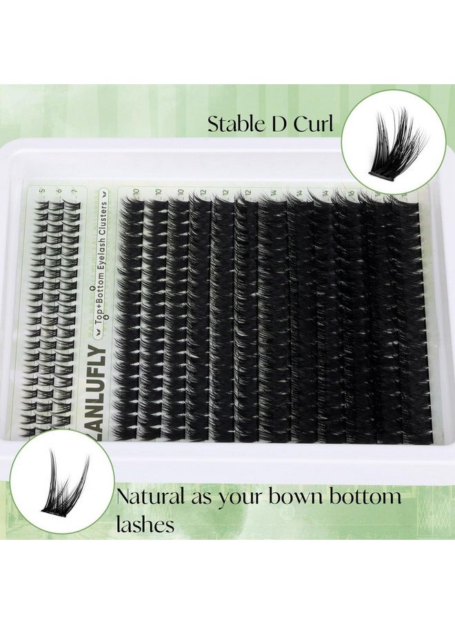 Fluffy Lash Clusters with 5-7MM Bottom Lashes D Curl Eyelash Clusters Wispy Lash Extension 300Pcs Individual Lashes Thin Band Cluster Eyelash Extension 10-16MM Cluster Lashes DIY at Home by ZANLUFLY