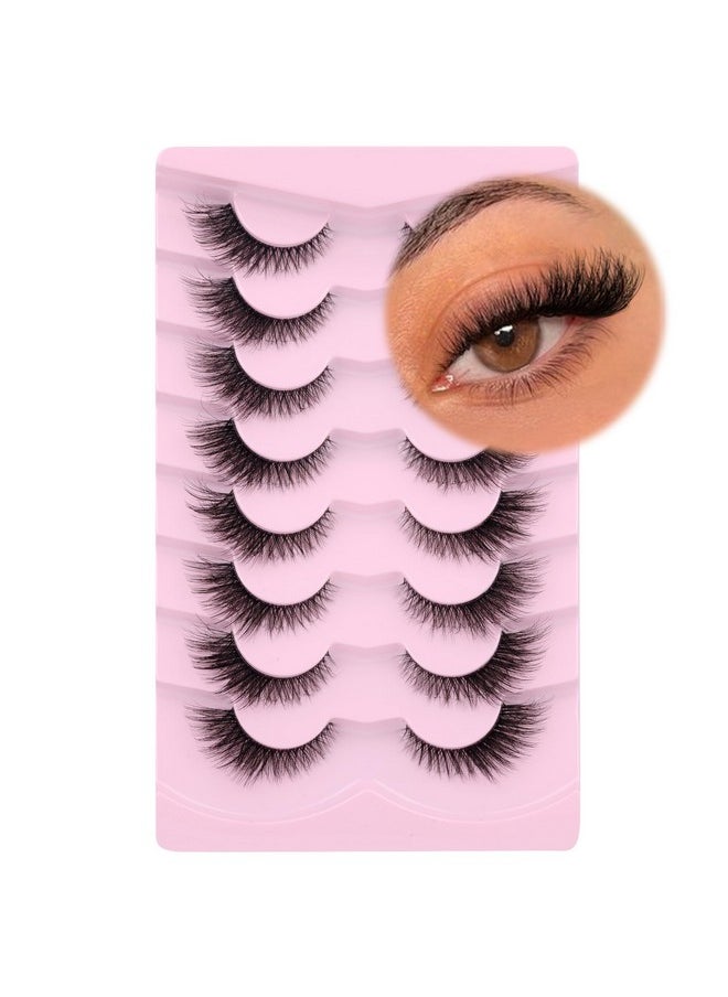 Fox Eye Lashes Wispy Eyelashes Natural Look Clear Band Lashes Fluffy Faux Mink Lashes Strip Natural False Lashes Pack by GVEFETIEE 8 Pairs