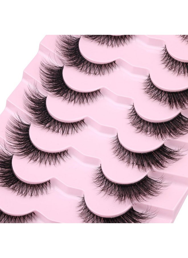 Fox Eye Lashes Wispy Eyelashes Natural Look Clear Band Lashes Fluffy Faux Mink Lashes Strip Natural False Lashes Pack by GVEFETIEE 8 Pairs