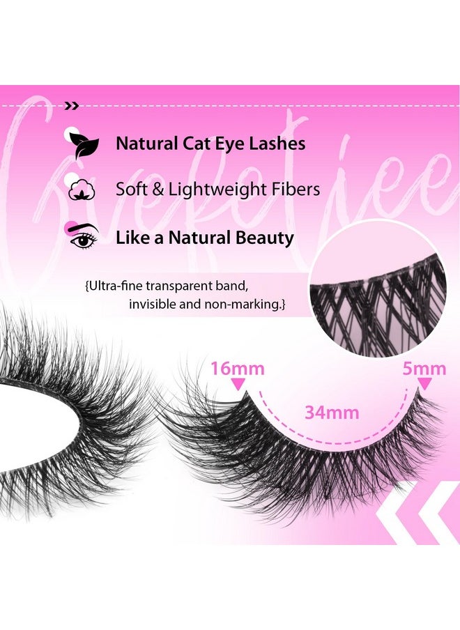 Fox Eye Lashes Wispy Eyelashes Natural Look Clear Band Lashes Fluffy Faux Mink Lashes Strip Natural False Lashes Pack by GVEFETIEE 8 Pairs