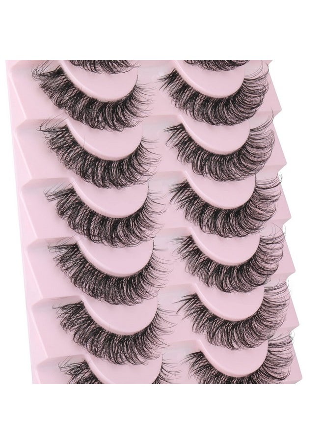 wiwoseo Eyelashes Clear Band Natural Wispy Fluffy Lashes Natural Look Russian Strip Lashes 3D Effect 16MM Cat Eye Lashes that Look Like Extensions False Lashes 10 Pairs Pack