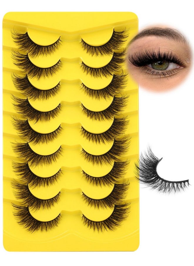 Natural Lashes Cat Eye Fluffy False Eyelashes Wispy Mink Lashes that Look Like Extensions Fox Eye Lashes 9 Pairs by Zegaine