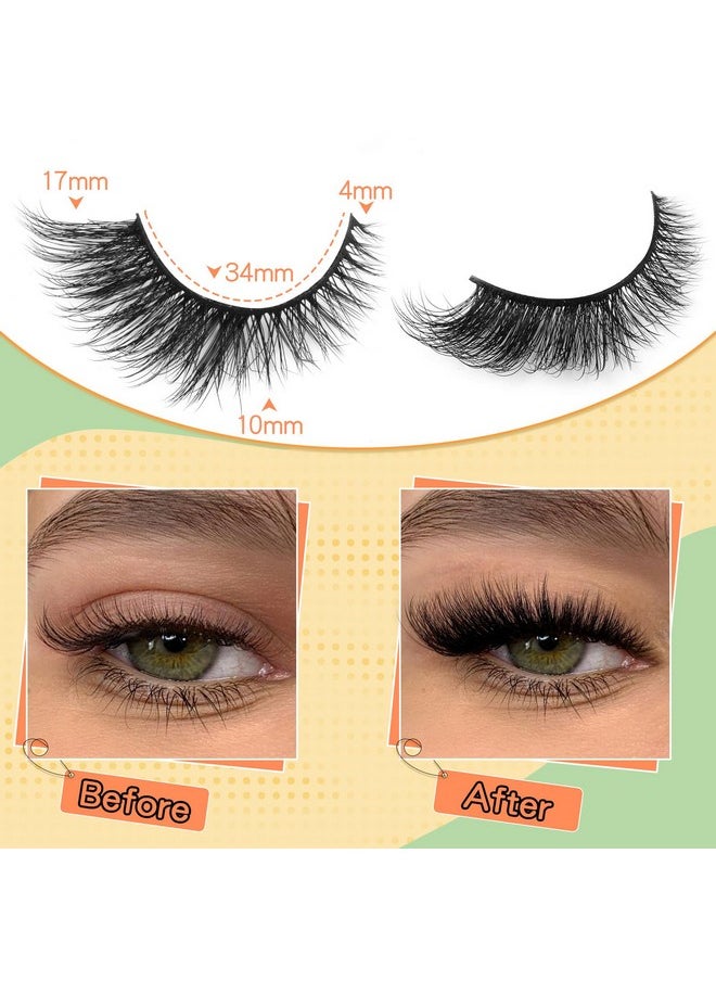 Natural Lashes Cat Eye Fluffy False Eyelashes Wispy Mink Lashes that Look Like Extensions Fox Eye Lashes 9 Pairs by Zegaine