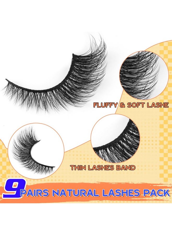 Natural Lashes Cat Eye Fluffy False Eyelashes Wispy Mink Lashes that Look Like Extensions Fox Eye Lashes 9 Pairs by Zegaine