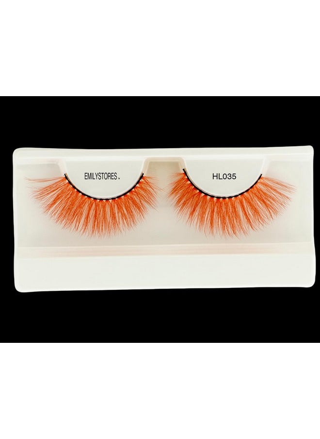 EMILYSTORES Orange Eyelashes Colored Halloween Lashes For Mad Hatter Costume Dramatic Long Eye Lashes Masquerade Party Cosplay Makeup Lashes 1 Pair (Orange)