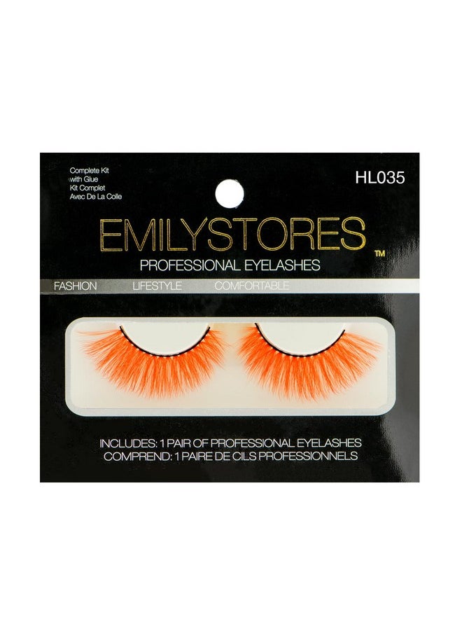 EMILYSTORES Orange Eyelashes Colored Halloween Lashes For Mad Hatter Costume Dramatic Long Eye Lashes Masquerade Party Cosplay Makeup Lashes 1 Pair (Orange)