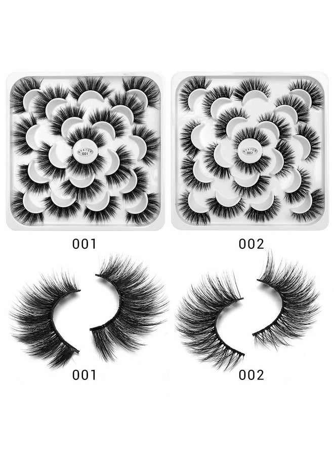 DYSILK False Eyelashes Wispy Lashes - Mink Lashes Fluffy 10 Pairs 6D Faux Lashes Pack 18mm Lashes Wispy Eye Lashes Pack Long Eyelashes Natural Look Reusable Fake Eyelashes Wispy Fluffy Cat Eye Soft