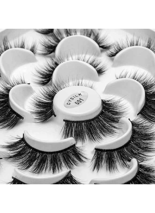 DYSILK False Eyelashes Wispy Lashes - Mink Lashes Fluffy 10 Pairs 6D Faux Lashes Pack 18mm Lashes Wispy Eye Lashes Pack Long Eyelashes Natural Look Reusable Fake Eyelashes Wispy Fluffy Cat Eye Soft