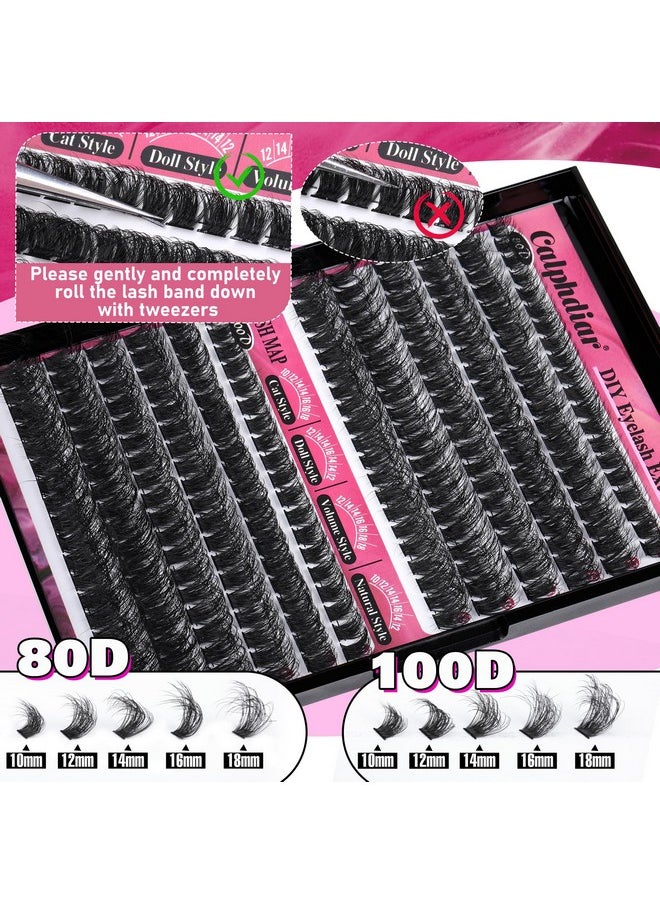 Fluffy Lash Clusters 80D+100D Thick Eyelash Clusters D Curl Cluster Eyelash Extensions Russian Cluster Lashes Wispy Lashes Clusters 234pcs False Mink Eyelashes 10-18mm DIY Lash Extension by Calphdiar