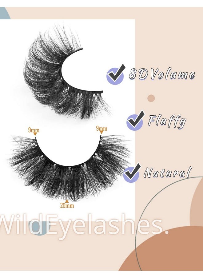 Eyelashes Mink Lashes Fluffy Natural Look False Lashes Wispy Full Eye Lashes 8D 20 mm Long D Curl Strip Eyelashes Pack 10 Pairs Reusable Fake Eyelashes That Look Like Extensions by Goddvenus